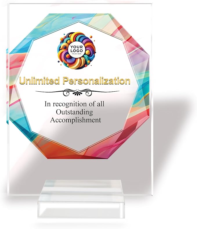 Custom Engraved Acrylic Employee Recognition Award – Personalized Appreciation Trophy for Corporate Excellence – Desk Display Plaque with Free Customization (Style #4)