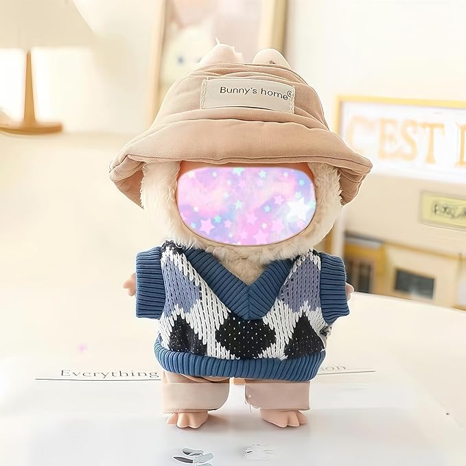 17cm Doll Clothes Outfit Set, 3 Pieces Dress Sweater Set for 6.7inch Doll Suit, Fashion Kawaii Hat & Clothes Accessories for 1st/2nd/3rd Gen Dolls Play & Display