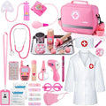 Sundaymot Doctor Kit for Girls, 34 Pcs Doctor kit for Toddlers 3-5 with Medical Storage Bag & Real Stethoscope Pretend Play Doctor Set, Doctor Play Gift for Kids Toddlers Role Play