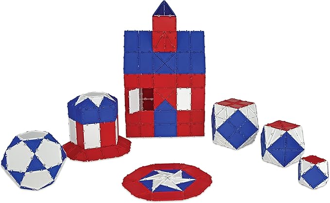 Jumbo Set Red, White & Blue, STEM & Math Toy Set Includes Online Activities, Made in USA