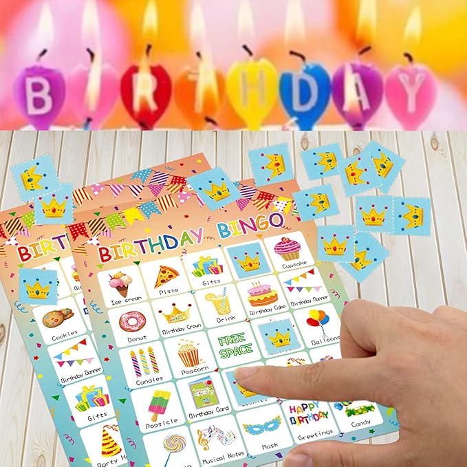 Fancy Land Birthday Bingo Game 24 Players for Kids Birthday Party Games for Kids Supplies