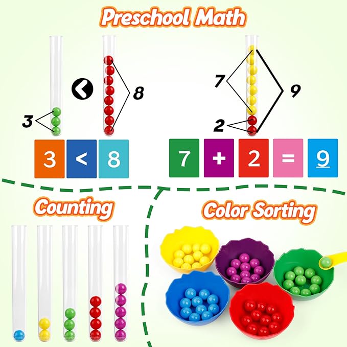Aizweb Counting and Color Sorting Toys for Toddlers, Montessori Toys Preschool Kindergarten Learning Activities,STEM Math Manipulatives Matching Games Educational Learning Fine Motor Skills