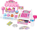 Ice Cream Store Mini Cash Register with Pretend Play Desserts, Working Scanner, Calculator, Microphone, Money and Credit Card