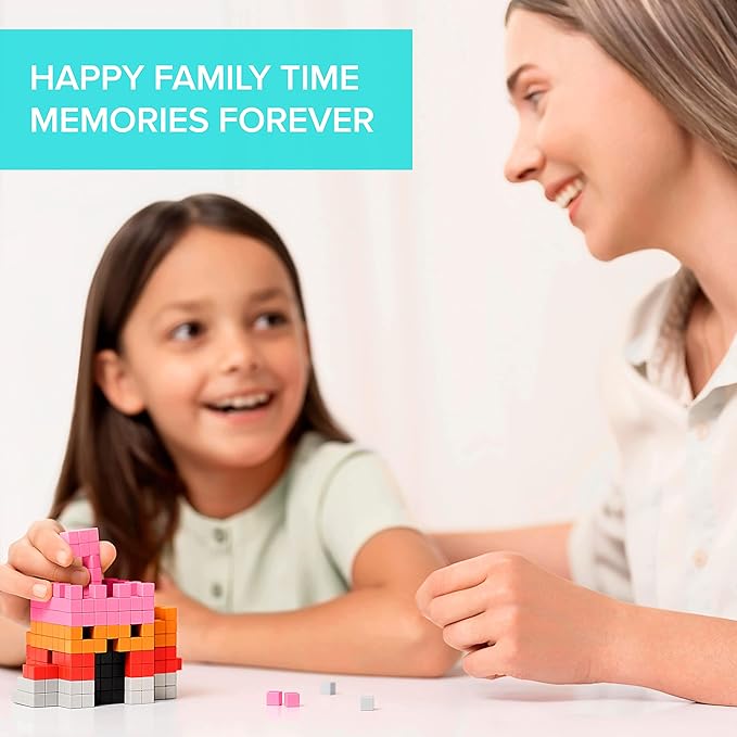 PIXIO Sweet - Tiny Magnetic Blocks Building Toy in The Pixel Art Style with Free App - 5/16" Plastic Cubes with 6 Magnets Inside - Open Ended Toy - Creativity Kit for Ages 6+ - 60pcs
