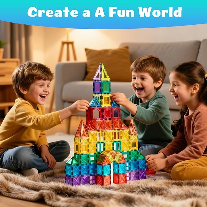 32PCS Jumbo Magnetic Tiles Set | Extra-Large STEM Building Blocks for Kids 3 to 99 Years | Choke-Proof Design with Super Strong Magnets