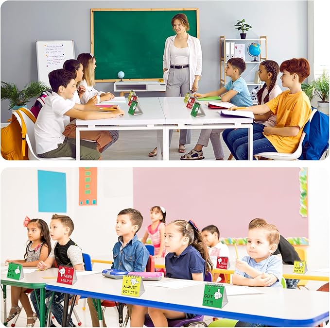 Harloon 12 Pcs I Need Help Mini Flip Chart Signs Self Assessment Cards Behavior Management Classroom Tools for Kids Teachers Classroom School Behavior Educational and Learning Activities Supplies