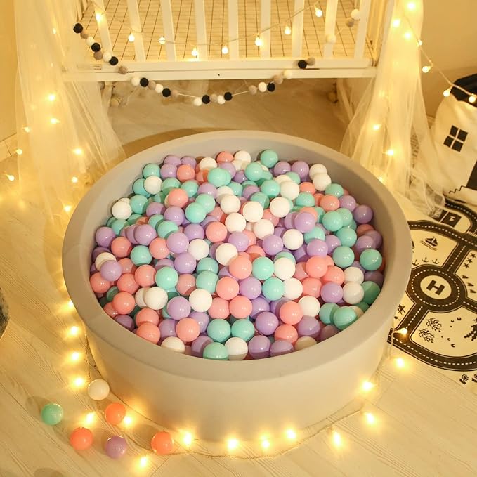 GOGOSO Ball Pit Balls for Toddlers Phthalate-Free BPA-Free Non-Toxic Crush Proof Soft Plastic Play Balls Baby Kids Shape Tent Pool Playhouse Playpen Party Decor,Green Pink Purple White,100PCS