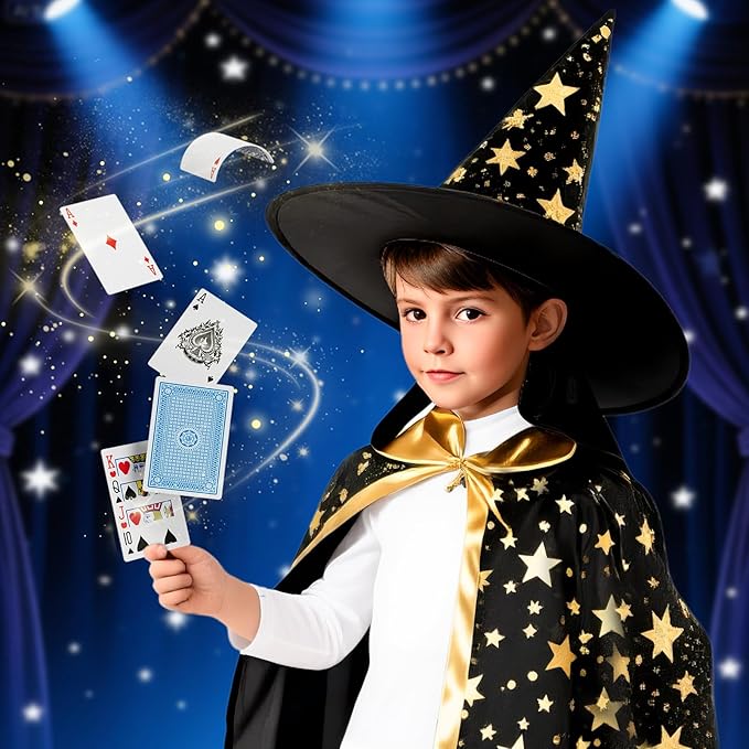 Magic Kit for Kids 6-8-10-12, 98 Magic Tricks Set for Kids with Magician Costume and Magic Wand, Halloween Christmas Birthday Gifts Toys Magic Set for Ages 4 5 6 7 8 9 10 11 12 Years Old Boys Girls
