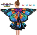 Butterfly Costume for Girls Fairy Wings Kids 4 Pcs(Cape,Skirts,Masks,Hair Clips) Butterfly Wings for Halloween Gifts