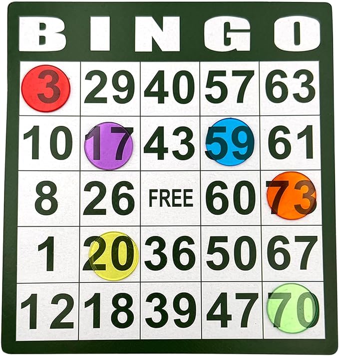 2000 Pieces 3/4 inch Transparent 6 Color Clear Bingo Counting Chips Plastic Markers for Large Group Games, Bingo Game,Game Night & Educational Activities