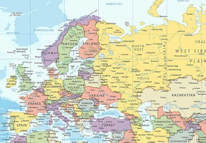 artgeist Pinboard World Map 35x24 in - Cork Board & Canvas Print Wall Art 1 pcs Memoboard with 50 Pins Noticeboard Message Board Image Picture Home Decor Travel Map Map of The World k-C-0128-p-a