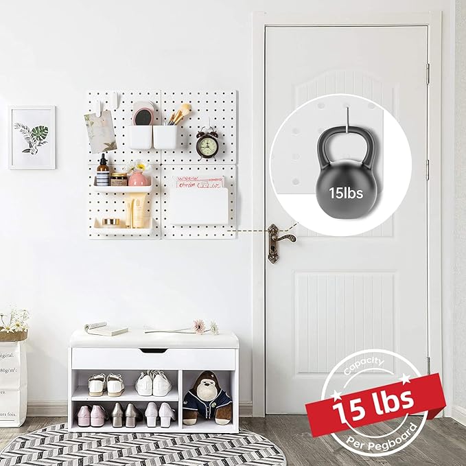 VUSIGN Peg Board Combination Kit, 22"x22" Pegboards and Accessories for Wall Organization, Pegboard Wall Organizer for Office, Home, Desk, White