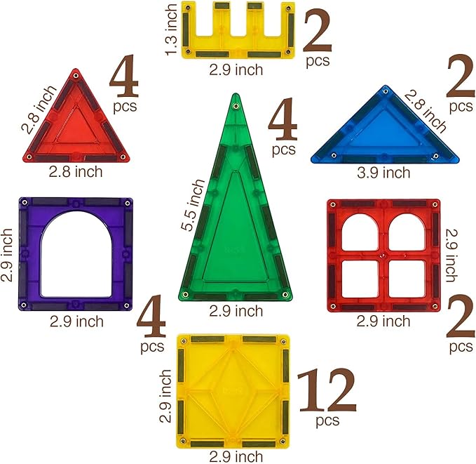 Magnet Tiles Building Blocks for Kids 32 Pieces Magnetic Educational Learning STEM