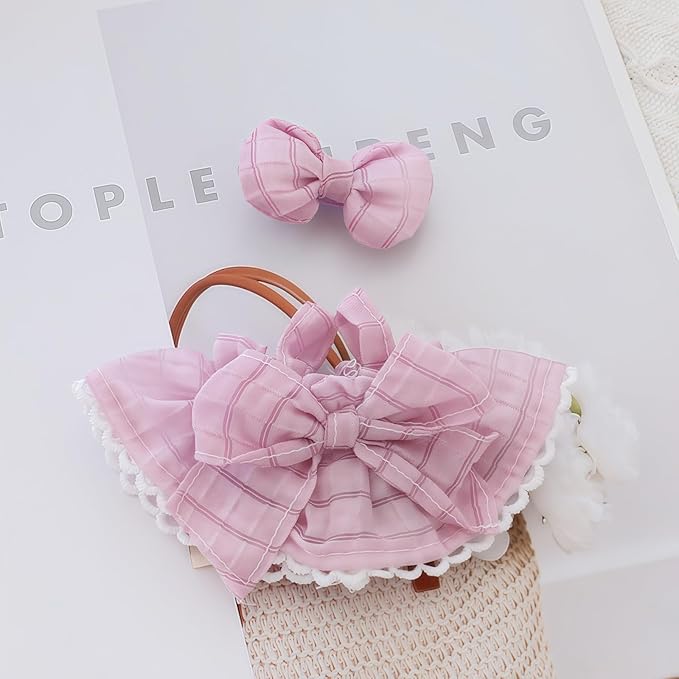 Clothes for Dolls Accessories (No Doll), Kawaii Skirt Outfit Set 2 Pieces for 15cm 17cm Doll Suit, Stylish Dress Up Bowknot Doll Clothing Set Replacement Purple