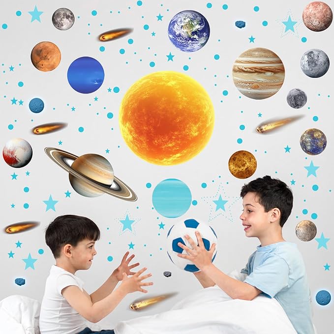 Solar System Wall Decals Glow in The Dark Stars, 965 PCS Stars and Planets Wall Stickers, Baby Nursery Glow Meteorite for Ceiling, Birthday Christmas Gift for Boys and Girls（Green）