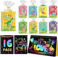 Kids Scratch Art Party Favors Gifts: 16 Pack Dinosaur Scratch Notebook Paper Birthday Party Favor Toy Girls Boys Art Craft Kit Summer Classroom Goodie Bags Return Gifts for Birthday Party Favors Bulk