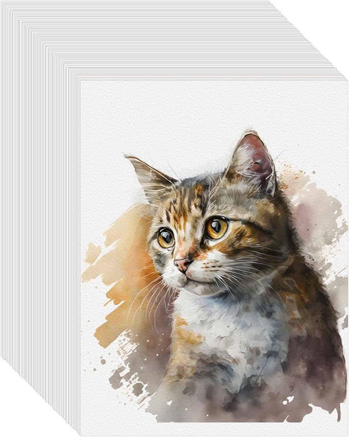 100PCS 9x12 Watercolor Paper Bulk, 140lb/300g Cold Press Thick Water Color Paper Pad for Kid Child Adult, White Art Paper for Drawing Painting Markers Gouache, Textured Cotton Paper Sheets