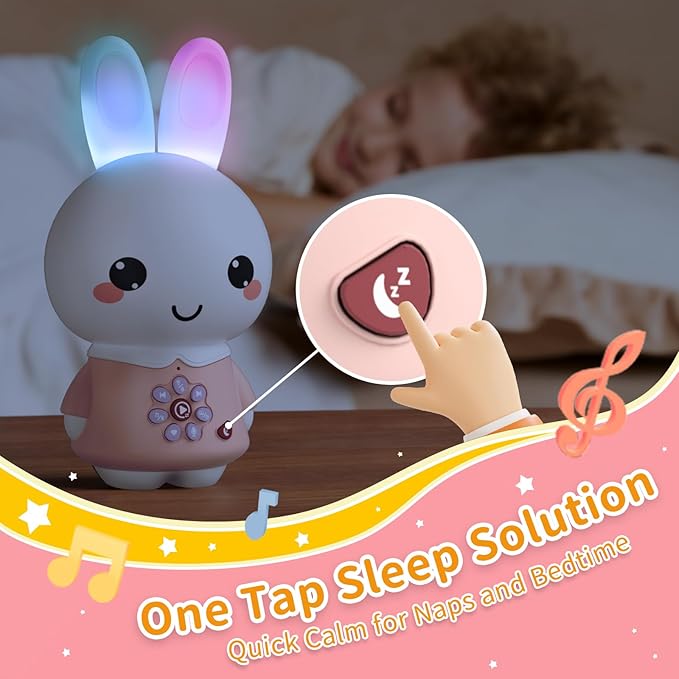 alilo Honey Bunny Pro, Kids Music Player with Night Light, Bluetooth, Recorder, Preloaded 71 Nursery Rhymes, 50 Stories, 55 Soothing Music, Storytelling Toys Gifts for Toddlers Baby Boy Girl,Pink