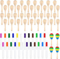 40Pcs DIY Wooden Maracas for Kids, Mini Maracas for Mexican Fiesta Party Favors with 24Pcs Multicolor Pens, Cinco De Mayo Party Supplies