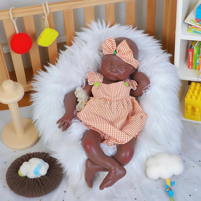 Reborn Baby Dolls Silicone Full Body 18.1in Weighted Real Life Closed-Eyes Girl Dolls Lifelike Newborn Baby Soft Body Flexible Limbs Not Vinyl