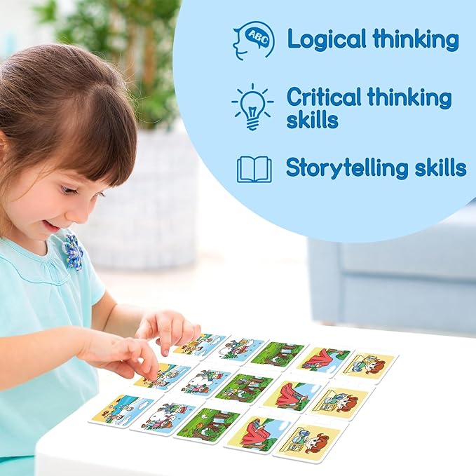 Sequencing Puzzle Cards,Sequence Game for Kids,Toddler Puzzle,Speech Therapy Toy,Autism Learning Materials,Storytelling,Social Skill,Sentence Building,Learning Activities for 3 4 5 6 Year Old
