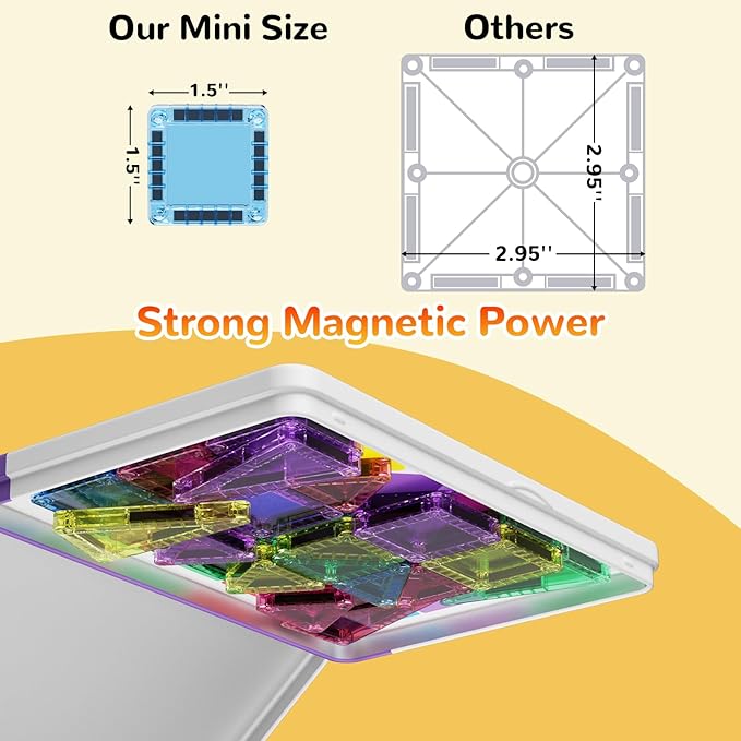Magnetic Tiles Building Stacking Blocks Magnetic Tiles Travel Toy STEM Educational Toys 40-Piece Kids Toys for Classroom Sensory Play Ideal for Children Aged 3-8 Years Old