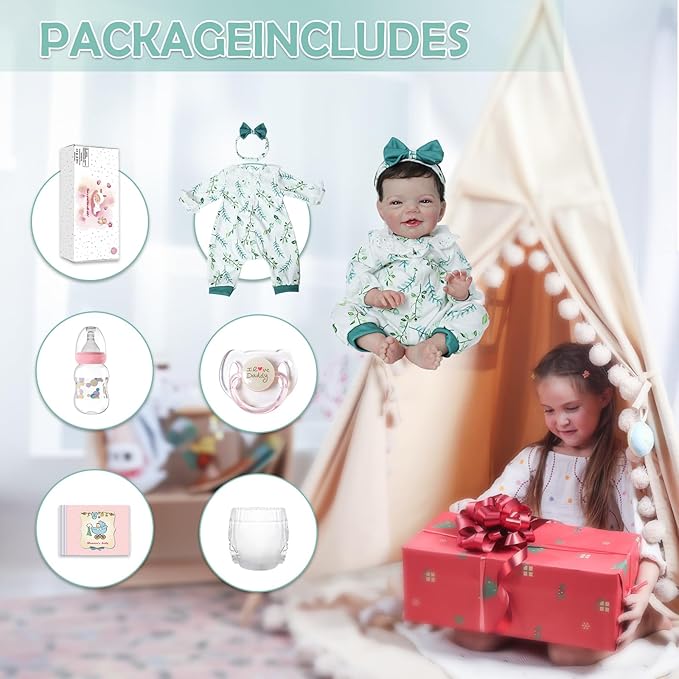 Lifelike Reborn Baby Dolls - 18 Inch Soft Vinyl Realistic-Newborn Baby Dolls Poseable Real Life Baby Girls Dolls with Accessories and Gift Box for Kids Age 3+