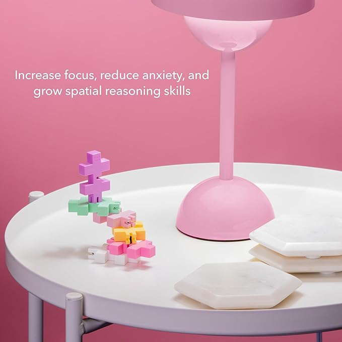 Plus-Plus - HEXEL Bubblegum - Fidget Sensory Puzzle Toy - Travel Friendly, Quiet Stress and Anxiety Relief for Kids/Adults