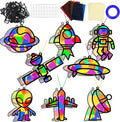 32 Sets Outer Space Suncatchers Craft Kit DIY Window Stained Glass Effect Planet Astronaut Alien Paper Crafts Home School Classroom Decoration Kid Birthday Gift Creative Art Project Activity Game