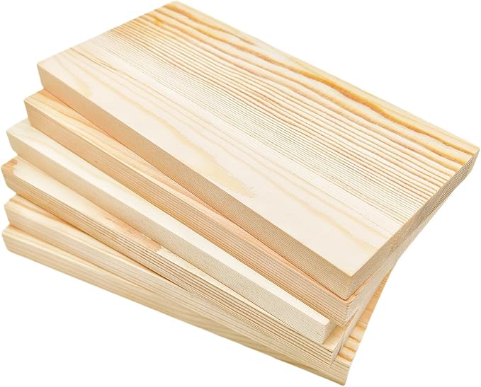 6PCS Rectangle Wood Boards Unfinished Wood Blocks for Crafting, 8x4x0.6in Blank Whittling Wooden Blocks for Wood Carving,Painting & Burning