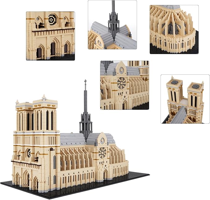 Building Blocks, Architecture Notre Dame de Paris Model Micro Mini Blocks Creative Building Blocks Set, 7380 PCS