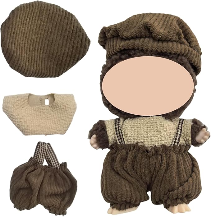 Clothes Set Compatible with 17cm Doll, Hat and Overalls Set for 15cm Doll Accessories Suit, Cute Clothe for Dress up Unique Style(DXR3)