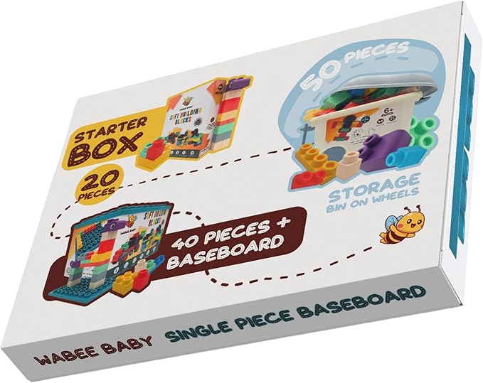 Single Piece Baseboard 48 Nodules for Stacking, Playing and Building, Compatible Building Blocks, Blocks Sold Separately
