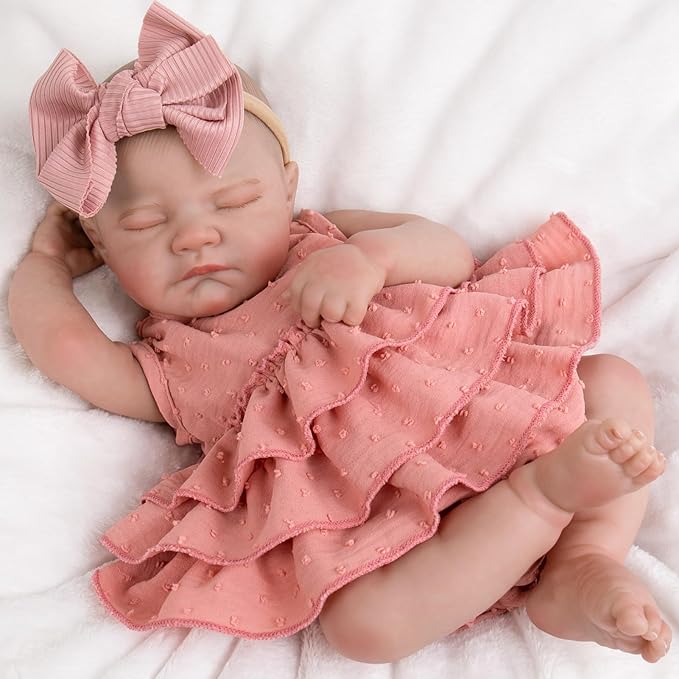 Aori Realistic Reborn Baby Dolls - 20" Lifelike Sleeping Newborn Girl with Magnetic Pacifier, Poseable Limbs, Hand-Painted Skin, Soft Body for Girls 3+