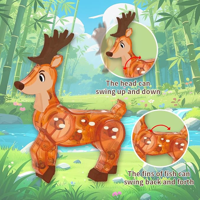 Magnetic Tiles Set Rare Animals Theme Toys, Magnet Tiles Building Blocks Toys for Kids Ages 3+