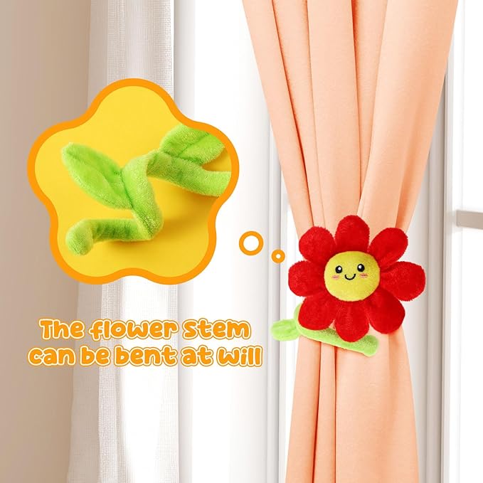 18 Pcs Plush Smile Flower Stuffed Bendable Stems Plush Bouquet Toy Soft Floral 12.6 Inch for Graduation 2025 Mother's Day Valentines Day Girl Girlfriend Wife Family and Friends(Lovely Style)