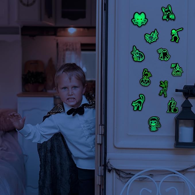 70 Pcs Glow in The Dark Neon Halloween Stickers for Kids, Waterproof Decor for Water Bottle, Vinyl Laptop Decals for Teens Girls Boys, Students Classroom Prizes