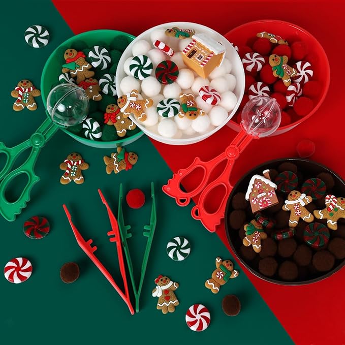135 Pcs Christmas Gingerbread Man Sensory Bin Items Christmas Candy Counting Sorting Sensory Bin Filler Fine Motor Toys Gingerbread Man Counts for Kids Xmas Counting Toys for Preschool