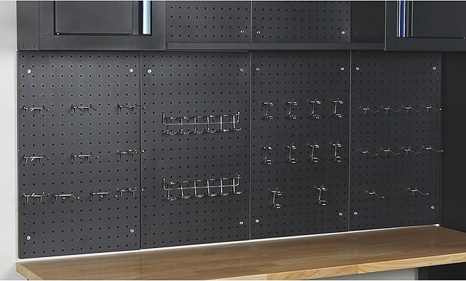 Strongway Steel Garage Storage System with Drawers, Pegboard, Shelves, Tabletop, 2 Rolling Cabinets, 81.5in. x 75.7in.