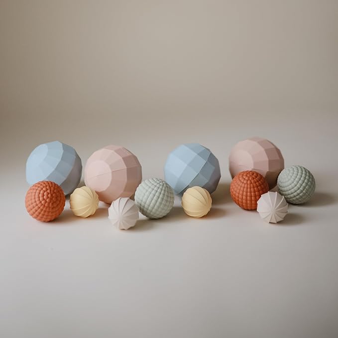 mushie Silicone Nesting Spheres Sensory Toy (Blush) | Pack of 3