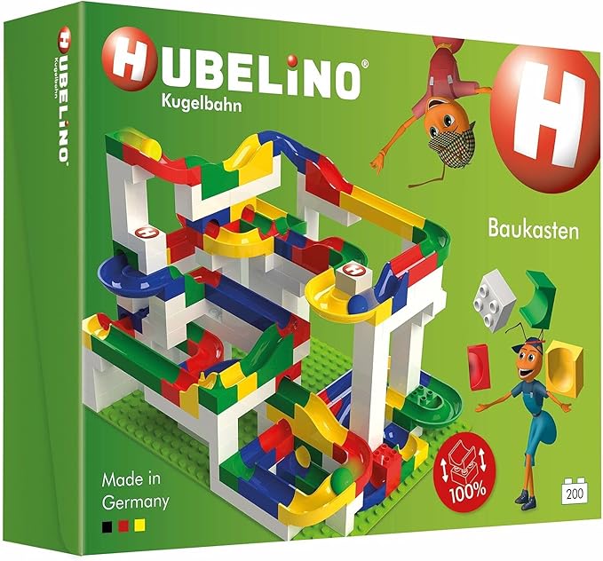 Hubelino Marble Run - 200-Piece Big Building Box - The Original! Made in Germany! - Certified and Award-Winning Marble Run - 100% Duplo Compatible