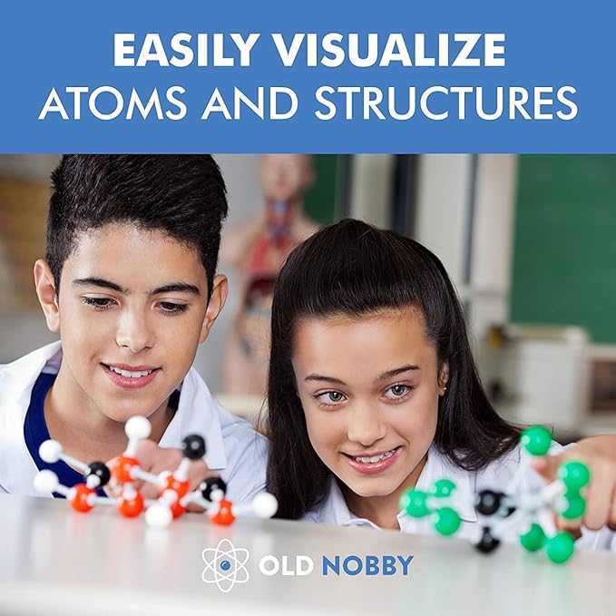 Old Nobby Chemistry Model Kit - 115 Piece Molecular Model Set includes Atoms, Bonds, Instructional Guide - STEM Science Tool for Students, Organic Chemistry, Molecular Learning - Colorful Models