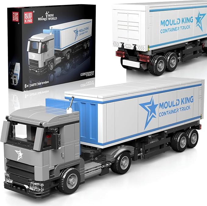 Mould King Container Truck Building Set, Realistic American Style Container Truck Model for Boys/Girls Ages 8+, 24070 STEM Toy Vehicles with Detailed Interior, Collectible Model for Adults (548 PCS)