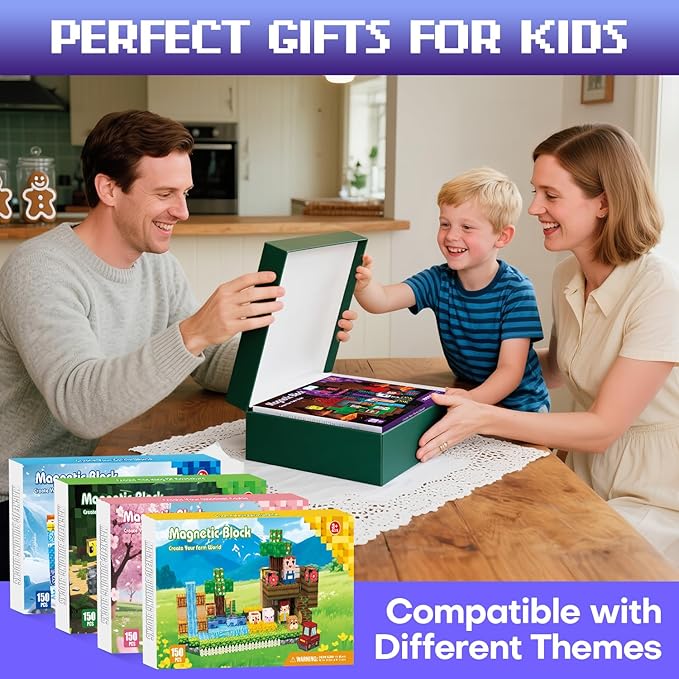 150PCS Magnetic Blocks - Magnet Tiles Toys for Kids, Magnetic Building Blocks Cubes, Stacking Magnets Toys for Kids, Birthday Gifts for Boys and Girls Age 3+ Years Old