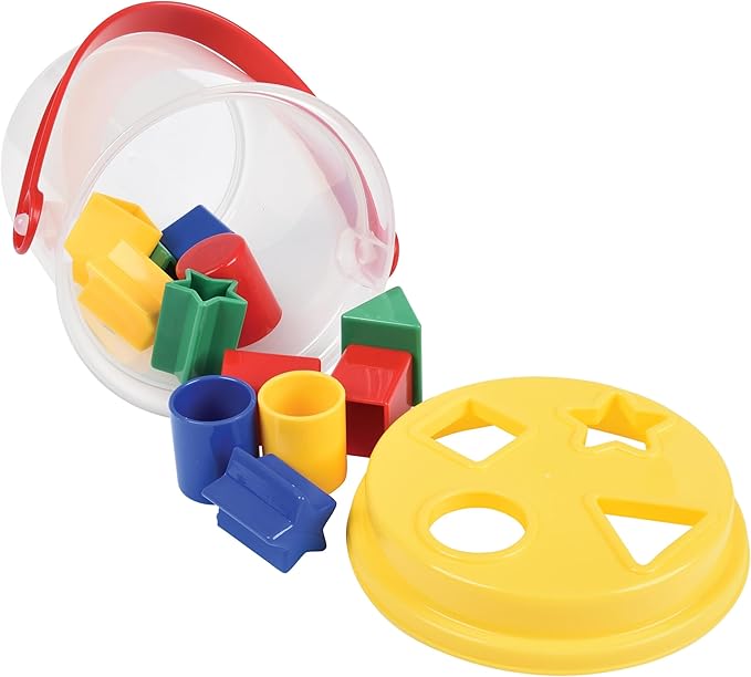 Shape Sorter Bucket – 12-Piece Toddler Math & Fine Motor Skills Toy, Special Needs-Friendly Sorting and Matching Activity