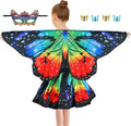 Butterfly Costume for Girls Fairy Wings Kids 4 Pcs(Cape,Skirts,Masks,Hair Clips) Butterfly Wings for Halloween Gifts