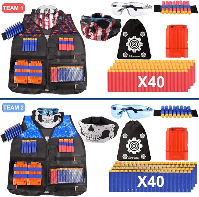 POKONBOY 2 Sets Tactical Vest Kits Compatible with Nerf Guns N-Strike Elite Series
