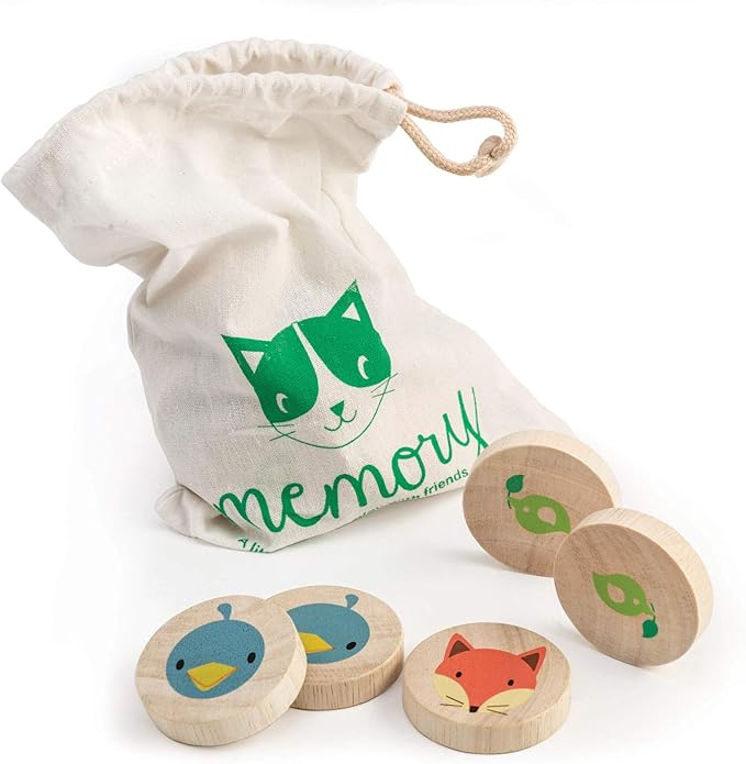 Tender Leaf Toys Clever Cat Memory Game with Canvas Storage Bag - Fun Play While Improving Visual Memory Skills - 18 Months +