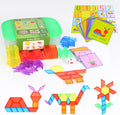 188 Pcs Translucent Plastic Pattern Blocks Set, Light Table Manipulative for Shape Recognition, Fun Geometric Shapes Tangram Puzzle with Storage Box