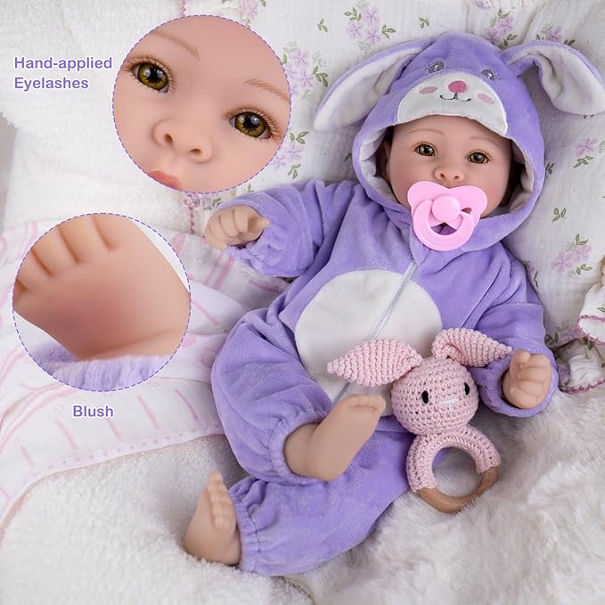 Real Life Baby Dolls - 17" Lifelike Baby Dolls, Soft Baby Doll with Open Eyes, Gifts for 3+ Years
